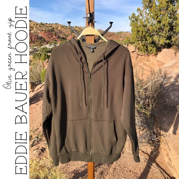 Eddie Bauer Olive Green Zip Front Hoodie - Picture 1 of 8